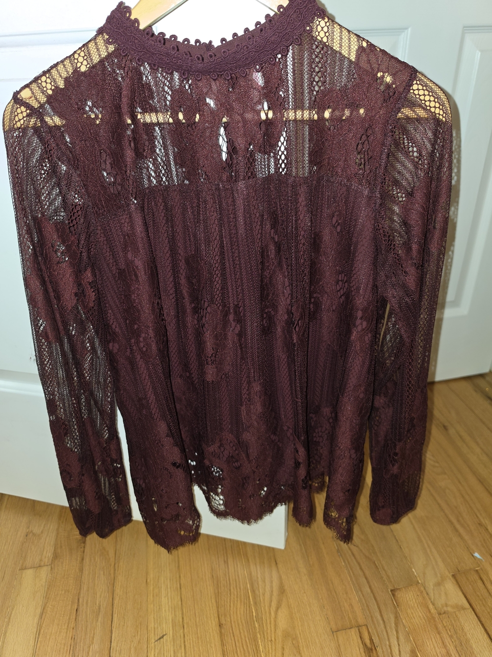 Xhilaration Burgundy Lace Long-Sleeve Top